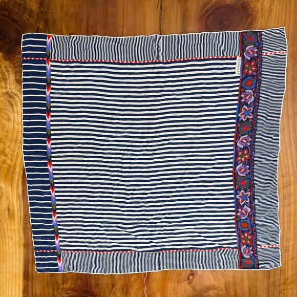 Vintage Gianni Versace Striped Floral Scarf 32" x 30” Silk Designer Q6 - Picture 5 of 5